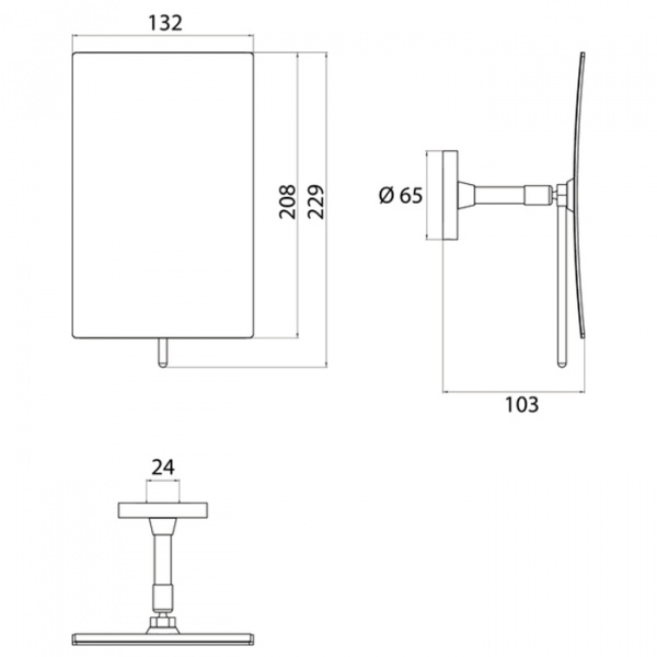 EMCO Pure Зеркало косметическое, 208x132мм, одинарный, 3x кратное увеличение, подвесной, цвет: черный