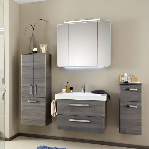 Pelipal Pineo Комплект мебели с зеркальным шкафчиком и подсветкой, 76см,  Цвет: графит