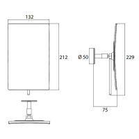 EMCO Pure Зеркало косметическое, 212x132мм, настенное, самоклеющееся, 3x кратное увеличение, подвесной, цвет: хром