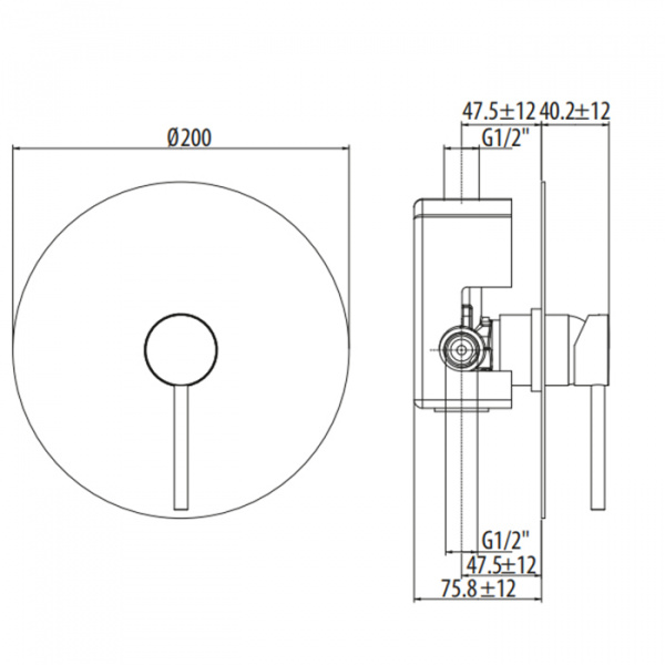 Gattoni Circle One Смеситель для душа, встраиваемый, на 1 выход, с переключателем, с GBOX, цвет: хром
