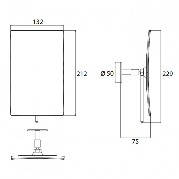 EMCO Pure Зеркало косметическое, 212x132мм, настенное, самоклеющееся, 3x кратное увеличение, подвесной, цвет: хром