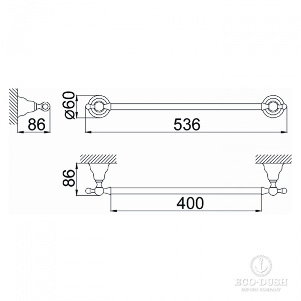 HUBER Croisette Полотенцедержатель 40см, подвесной, цвет: бронза