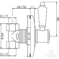 HUBER Victorian Запорный вентиль 1/2", цвет: хром