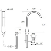 Armani Roca Island Смеситель для раковины на 2 отв, с донным клапаном, излив 190мм, цвет: хром