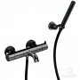 CISAL Less New Смеситель термостатический настенный для ванны/душа с ручной лейкой,держателем и шлангом, цвет: черный матовый