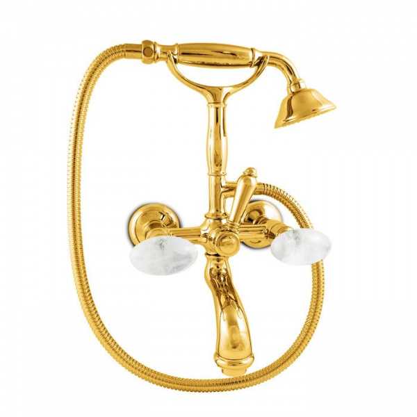 Nicolazzi Cristallo Di Rocca Смеситель для ванны с 2мя ручками, с переключателем ванна/душ, цвет: золото