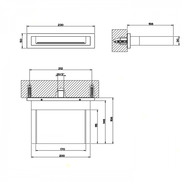 Gessi Rettangolo Каскадный излив для душа настенный, для монтажа с удаленным управлением, цвет: хром