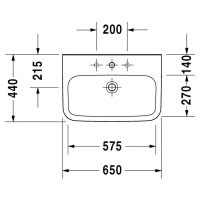 Duravit DuraStyle Раковина 65х44 см, 1 отв., медицинская, без перелива, цвет: белый