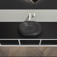 Antonio Lupi Bemade Комплект мебели с тумбами под раковину, раковиной Nero Marquinia, зеркалом с подсветкой, 54 см, цвет: Rovere ardesia