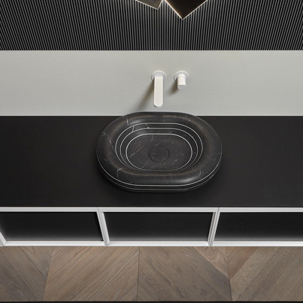 Antonio Lupi Bemade Комплект мебели с тумбами под раковину, раковиной Nero Marquinia, зеркалом с подсветкой, 54 см, цвет: Rovere ardesia