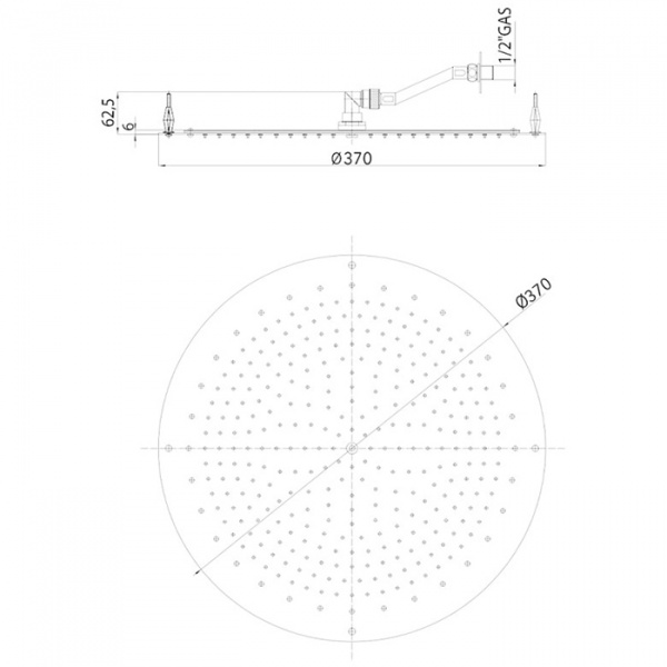 BOSSINI PARIS-OKI Верхний душ Ø 370 мм, FLAT, цвет: хром