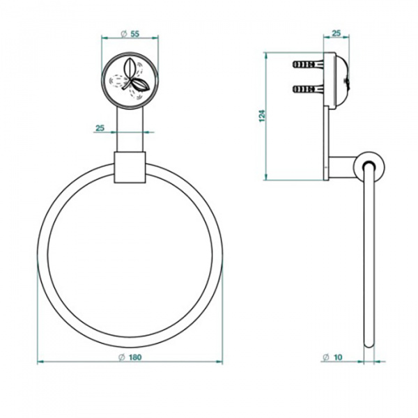 THG Pomme cristal lustré or Полотенцедержатель-кольцо  18см., подвесной, цвет: Soft gold