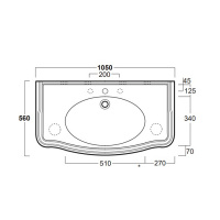 SIMAS Arcade 105 Раковина-консоль 105х56 см, 3 отв., цвет: белый