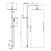 Carlo Frattini Wellness Душевая стойка с переключателем, верхним душем 300х300 мм. из латуни, ручным душем и шлангом 1500 мм., цвет: хром