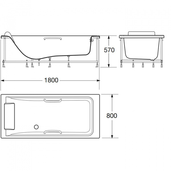 Armani Roca Island Встраиваемая ванна 180х80x57см термостат руч. душ, Hide-Flow, ручки, мягкий подголовник