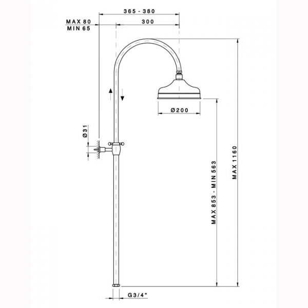 Nicolazzi Doccia Душевая стойка с верхним душем Ø 20см, цвет: бронза