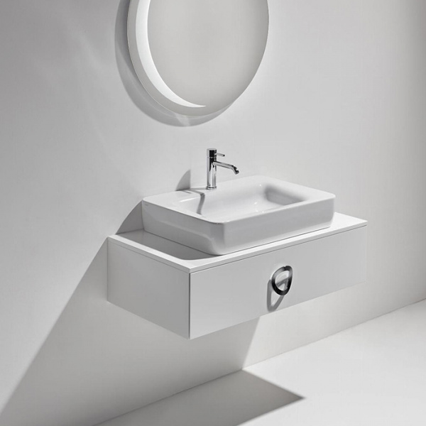 Simas Henges База под раковину подвесная 100x52xh27 см, с 1 ящиком, цвет: белый глянцевый