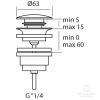CISAL Донный клапан click clack 1&quot1/4 для раковин с переливом, цвет: нержавеющая сталь