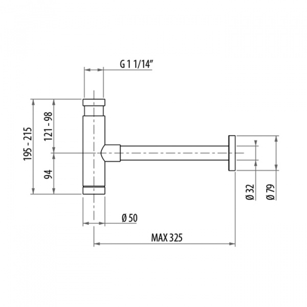 Gattoni Accessori Сифон 1/1,4" - цилиндрический, для раковины, цвет: хром