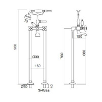 Sbordoni Magnolia Смеситель для ванны на 2 отверстия, цвет: хром