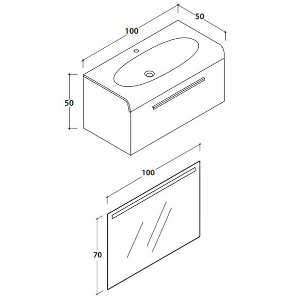 Globo Incantho Комплект подвесной мебели с зеркалом и шкафчиком, 101,5см, цвет: perla