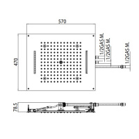 Bossini Dream Sprays Верхний душ 57х47см., с 3 функциями, потолочный, цвет: золото