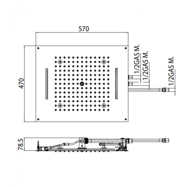 Bossini Dream Sprays Верхний душ 57х47см., с 3 функциями, потолочный, цвет: золото