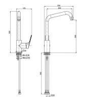 Carlo Frattini Kitchen Смеситель для кухни с двумя гибкими шлангами 370мм, вращающийся излив, цвет: хром