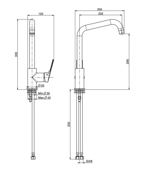 Carlo Frattini Kitchen Смеситель для кухни с двумя гибкими шлангами 370мм, вращающийся излив, цвет: хром
