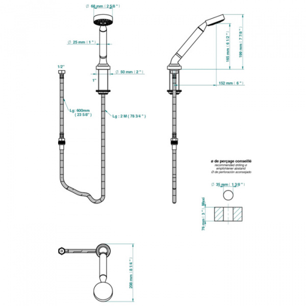 THG Bagatelle metal Ручной душ, 1 отв., цвет: хром
