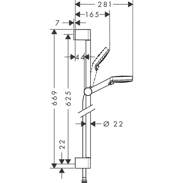 Hansgrohe Crometta Vario Unica Душевой набор: штанга 650mm, ручной душ, 2jet (Rain, IntenseRain), EcoSmart, шланг, цвет: белый/хром