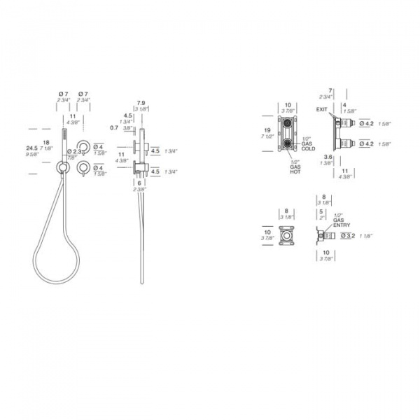 NOORTH milldue edition Смеситель для душа термостатический с переключателем потоков, на 2 выхода, с ручным душем, цвет: полированная сталь