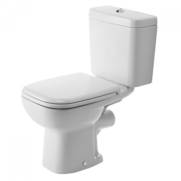 Duravit D-Code Унитаз моноблок 35.5x65см, с отдельным бачком с подключением снизу слева, с механизмом слива хром, включая крепление,слив в стену , цвет: белый