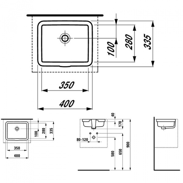 Laufen Living City Раковина 40х33.5х17 см, без отв., цвет: белый