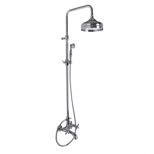 Carlo Frattini Olivia Смеситель внешнего монтажа с душевой стойкой, верхним душем и душевым комплектом, цвет: Хром