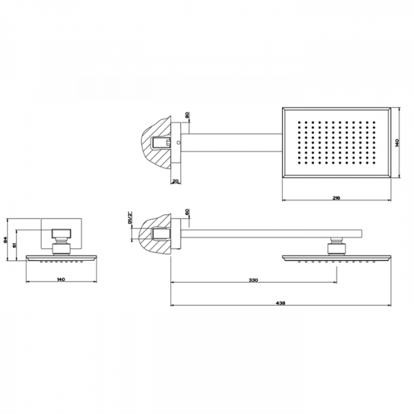 Gessi Eleganza Верхний душ для настенного крепления, цвет: золото