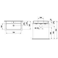 Laufen VAL Раковина 75х42х11.5 см, 1 отв., цвет: белый
