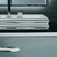 VITAGE milldue edition HILTON Комплект мебели с тумбой под раковину, раковиной ZURIGO63, зеркалом ZURIGO, 216 см, цвет: Fumè/сталь