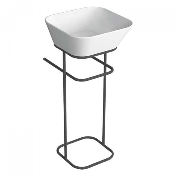 Simas Wave Структура металлическая напольная 30х40х75 см, с раковиной без отв. под смеситель, цвет: черный матовый