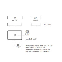 NOORTH milldue edition Раковина 58х37х13 см, без отв., накладная, цвет: белый