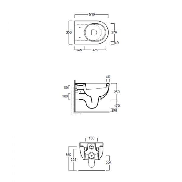 SIMAS E-LINE Унитаз подвесной 51х35см, цвет: белый СИДЕНИЕ НА ВЫБОР