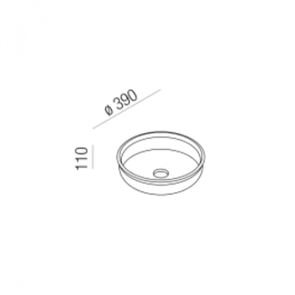 Agape Undici Раковина накладная Ø39см., без отв., без перелива, с донным клапаном, Solid surface, цвет: белый матовый