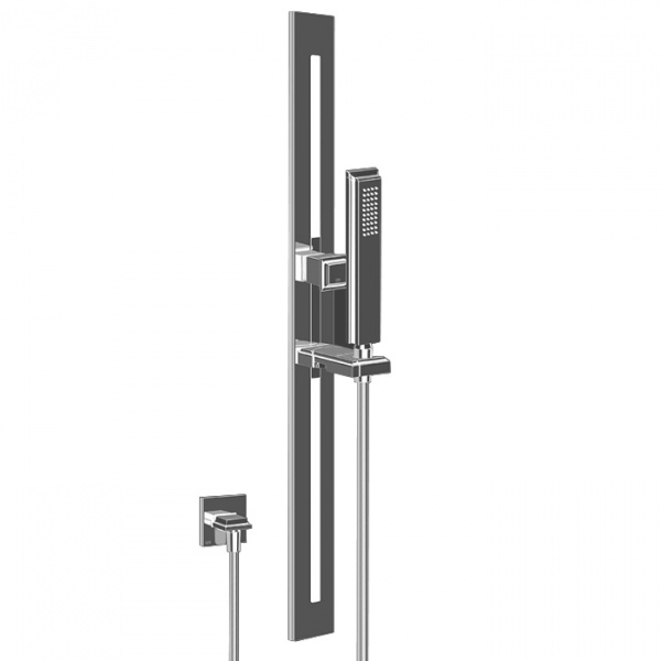 Gessi Eleganza Душевая стойка с ручным душем и выводом воды из стены, цвет: Finox