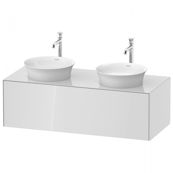 Duravit White Tulip Тумбочка подвесная 40.8x130x55 см, 2 раковины, 1 выдвижной ящик, цвет: белый высокоглянцевый
