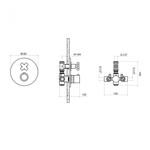 Смеситель  термостатический для душа Bongio Alcor, цвет: хром