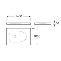 Armani Roca Baia Душевой поддон 140х100х3.1см с боковым сливом, с anti-slip, мат-л: Stonex, цвет: off-white