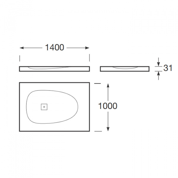 Armani Roca Baia Душевой поддон 140х100х3.1см с боковым сливом, с anti-slip, мат-л: Stonex, цвет: off-white