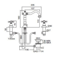 Sbordoni Londra Смеситель для раковины на 3 отверстия, цвет: черный никель