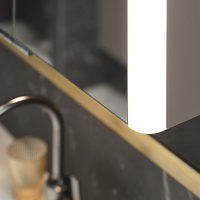 Burgbad Lavo 2.0 Зеркальный шкаф 72х16х65.5см., 2 двери, с LED подсветкой 2800К-6000К, с розеткой и выключателем, ручки черные, цвет: Basaltgrau Matt