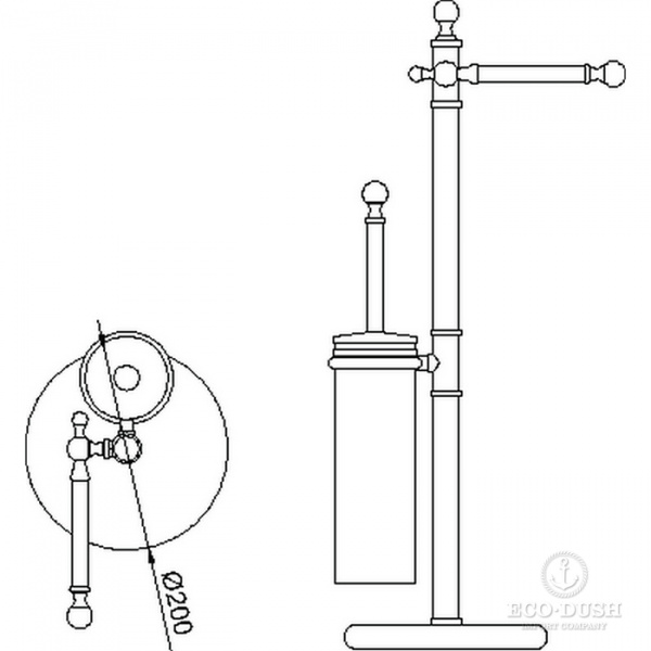 HUBER Croisette Напольная стойка с ершиком и бумагодержателем, цвет: золото